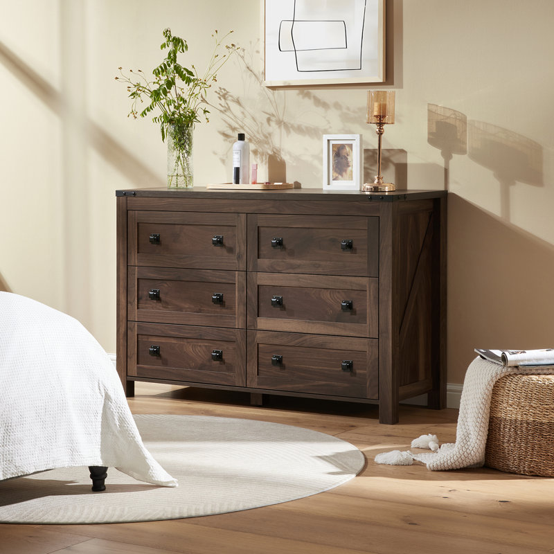 6 Drawer 47.24 W Double Dresser Chest of Drawers and Storage Organizer for Bedroom Living Room Hallway or Entryway Farmhouse Style Gracie Oaks